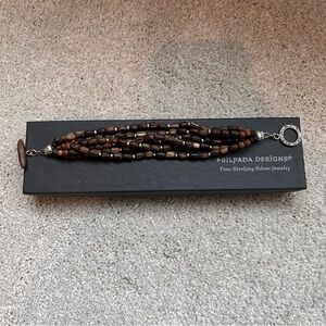Vintage Silpada 6 Strand Palm Wood Bracelet